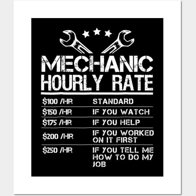 Funny Mechanic Hourly Rate Gift Labor Rates Wall Art by dashawncannonuzf